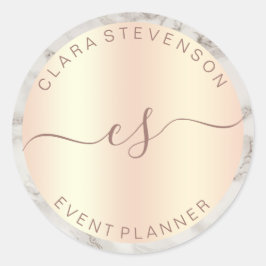 Pegatina Redonda Moderno planificador de eventos de oro y mármol de