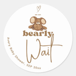 Pegatina Redonda Moderno, podemos esperar a Baby Shower