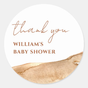 Pegatina Redonda Moderno Resumen de Boho Baby Shower Gracias