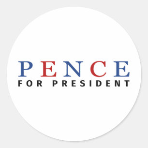 Pegatina Redonda Moderno rojo rojo Mike Pence para Presidente