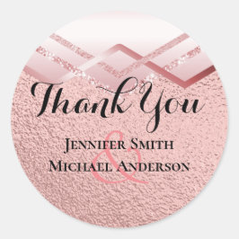 Pegatina Redonda Moderno Rosa Gold Trendy Budget Boda