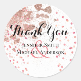 Pegatina Redonda Moderno Rosa Gold Trendy Budget Boda