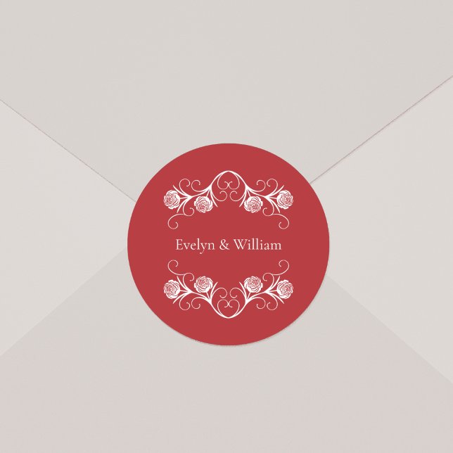 Pegatina Redonda Moderno Rosa gótico Swirls Crimson Boda rojo (Subido por el creador)