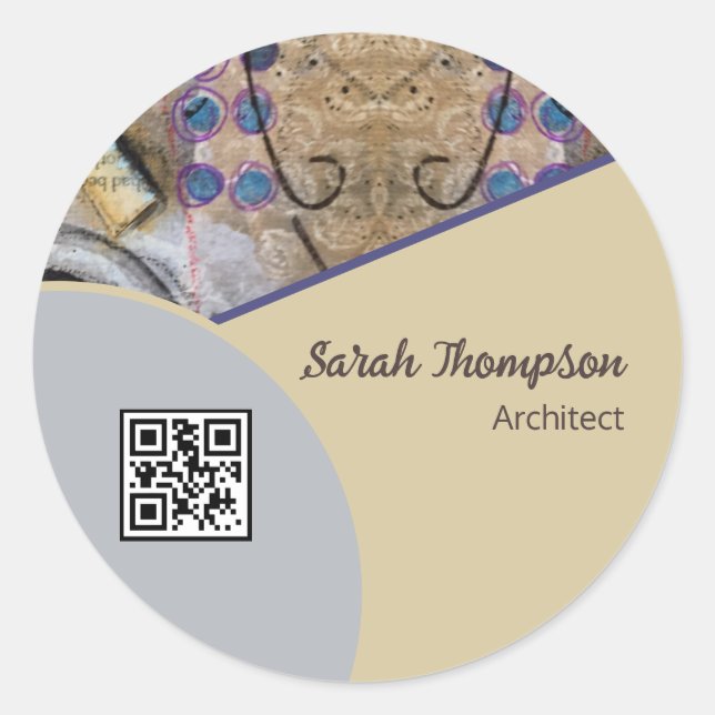 Pegatina Redonda Moderno simple con acentos abstractos logotipo de  (Anverso)