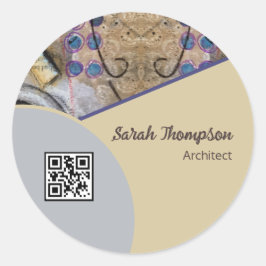 Pegatina Redonda Moderno simple con acentos abstractos logotipo de