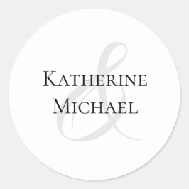 Pegatina Redonda Moderno, simple negro y blanco-Boda-