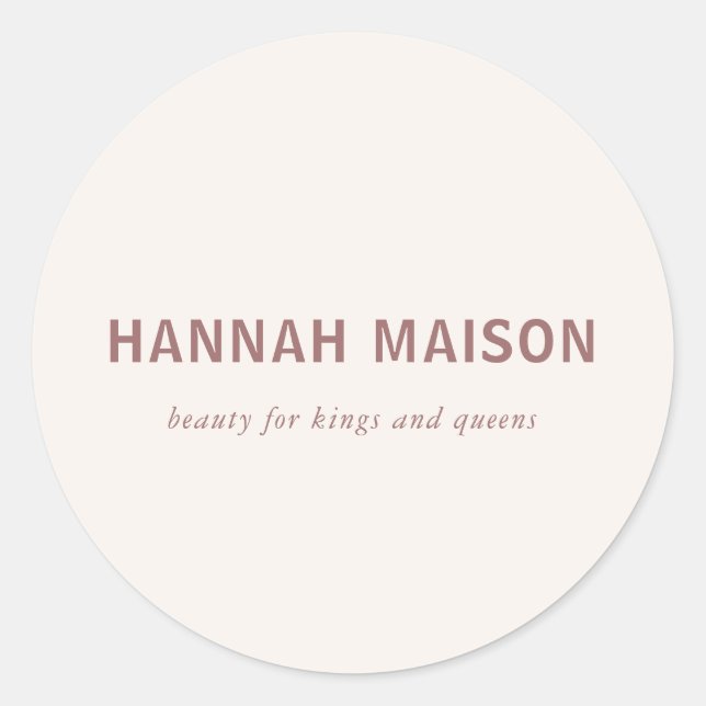 Pegatina Redonda Moderno, simple, profesional, salón, beige (Anverso)