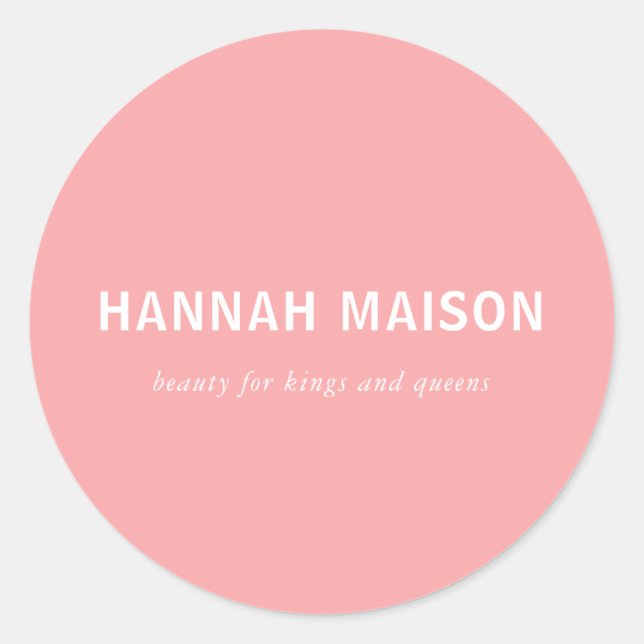 Pegatina Redonda Moderno, simple, profesional, salón, rosa (Anverso)