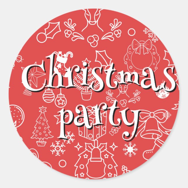 Pegatina Redonda moderno Sparkle and Cheer: fiesta de Navidades (Anverso)