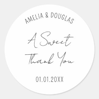 Pegatina Redonda Moderno Tipo De Letra Escrito A Mano Dulce Gracias