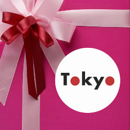 Pegatina Redonda Moderno Tokio Japón rojo puntos de color claro