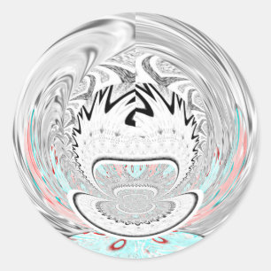 Pegatina Redonda Moderno Urban Ash Gray Flora Abstract Pattern Art