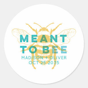 Pegatina Redonda Moderno Vintage Meant To Bee Agradecimiento de Bod