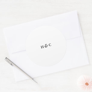Pegatina Redonda Moderno White Simple Plain Elegant Wedding