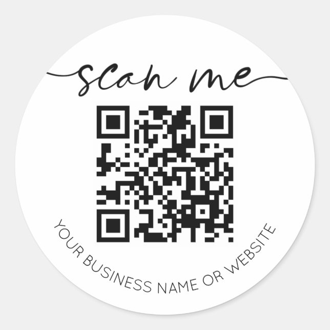 Pegatina Redonda Moderno y elegante código QR blanco (Anverso)