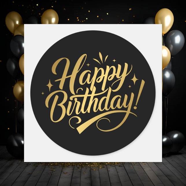 Pegatina Redonda Moderno y elegante cumpleaños feliz (Subido por el creador)