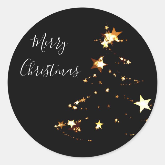 Pegatina Redonda moderno y elegante Estrellas de oro de Navidad (Anverso)