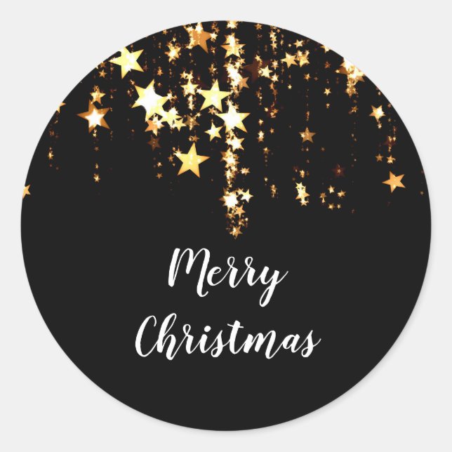 Pegatina Redonda moderno y elegante Estrellas de oro de Navidad (Anverso)