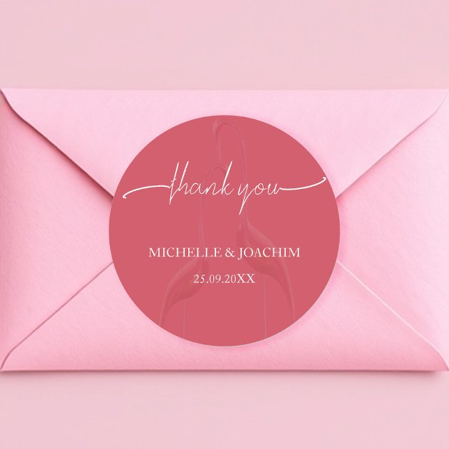 Pegatina Redonda Moderno y elegante Flamingo Coral Rojo (Subido por el creador)