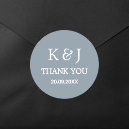 Pegatina Redonda Moderno y elegante Monograma Gracias Favor De Boda