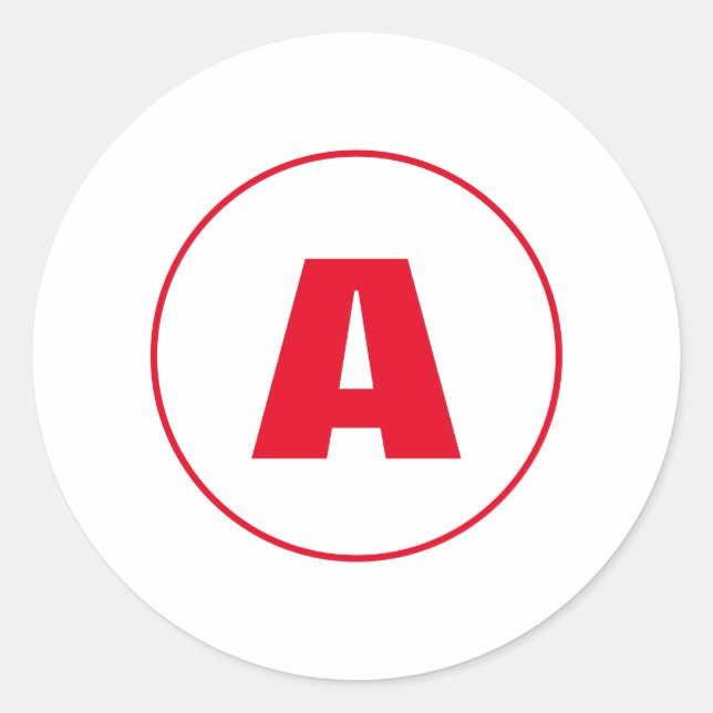 Pegatina Redonda Moderno y elegante Monograma Rojo Letra inicial Bl (Anverso)