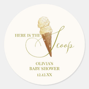 Pegatina Redonda Moderno y elegante Scoop Ice Cream Baby Shower