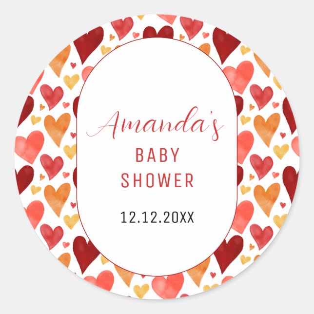 Pegatina Redonda Moderno y pequeño amor Valentine Baby Shower (Anverso)