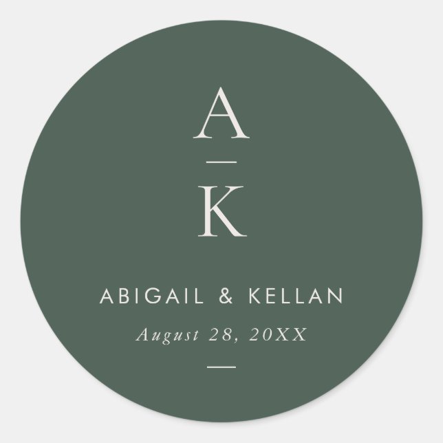 Pegatina Redonda Moderno y sencillo Boda de mezcla de monograma ver (Anverso)