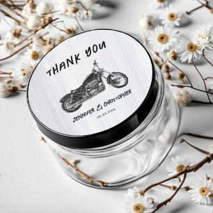 Pegatina Redonda Moderno y sencillo Boda temático del motociclista