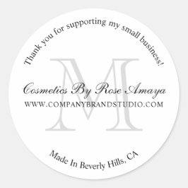 Pegatina Redonda Moderno y sencillo Monograma Empresa Gracias Pegat