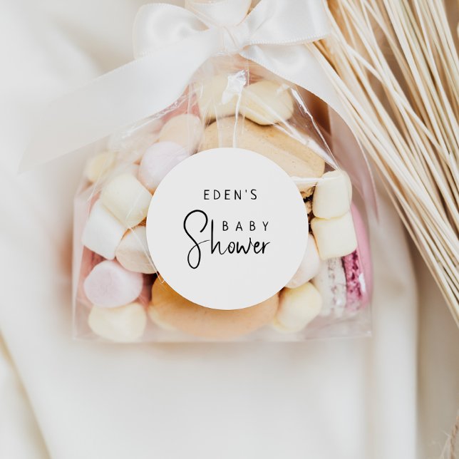 Pegatina Redonda Moderno y simple Baby Shower Favor (Subido por el creador)