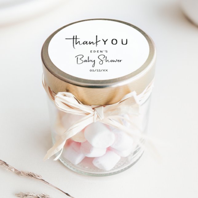 Pegatina Redonda Moderno y simple Baby Shower Neutral Gracias A Fav (Subido por el creador)