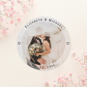 Pegatina Redonda Moderno y simple novia y groom Photo Wedding Favor