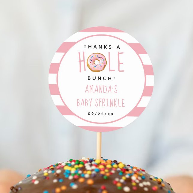 Pegatina Redonda Modernos Chicas de Donut Baby Shower Sprinkle Grac (Subido por el creador)