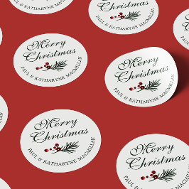 Pegatina Redonda Modernos Navidades elegantes Pine Greenery