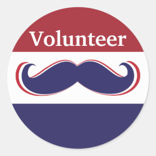 Pegatina Redonda modifique el diseño rojo, blanco y azul del bigot
