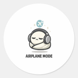 Pegatina Redonda Modo Avión Activado - Auriculares de Personaje Can