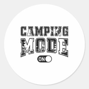 Pegatina Redonda Modo Camping Activado Campista al Aire Libre Amant