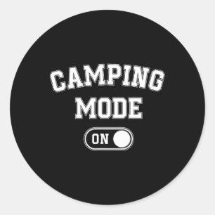 Pegatina Redonda Modo Camping Activado Regalo Divertido Para Campis