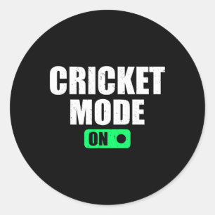 Pegatina Redonda Modo Cricket Activado - Jugador de Cricket Cricket