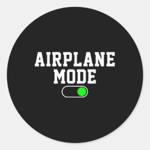 Pegatina Redonda Modo De Avión En Verano De Vacaciones