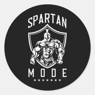 Pegatina Redonda Modo de entrenamiento espartano Gimnasio Esparta B