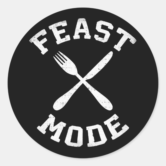 Pegatina Redonda Modo de fiesta - Bulking - Comer, hambriento - Nov (Anverso)