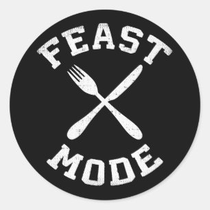 Pegatina Redonda Modo de fiesta - Bulking - Comer, hambriento - Nov