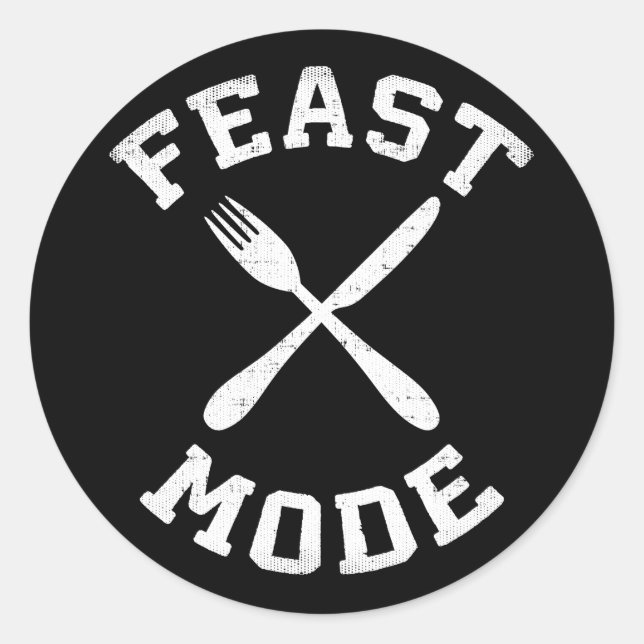 Pegatina Redonda Modo de fiesta - Bulking - Comer, hambriento - Nov (Anverso)