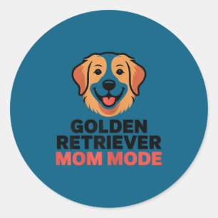 Pegatina Redonda Modo de mamá de golden retriever humor de amante d