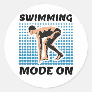 Pegatina Redonda Modo de natación activado - Lover de la piscina