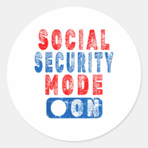 Pegatina Redonda Modo de seguridad social activado - Humor ciudadan