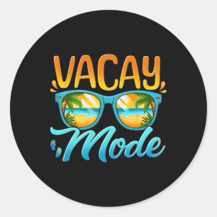 Pegatina Redonda Modo de Vacaciones Activado Vacación Verano Crucer