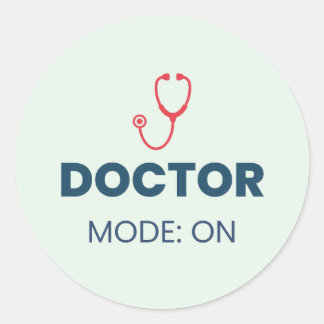Pegatina Redonda Modo Doctor Activado Diseño Médico Divertido